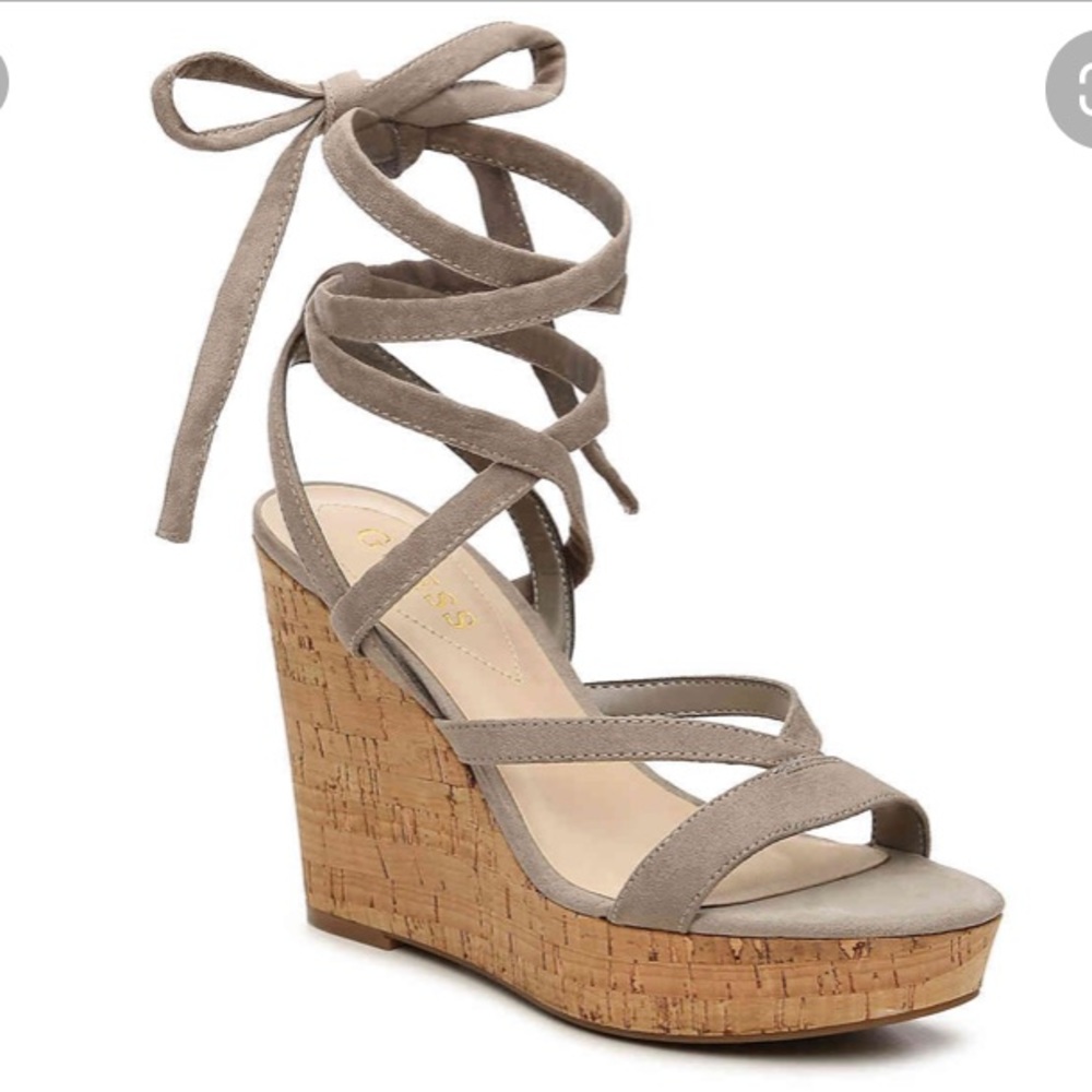 Guess Tie Up Wedges Size 8